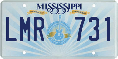 MS license plate LMR731