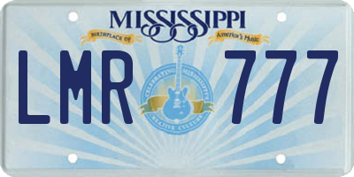 MS license plate LMR777