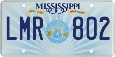 MS license plate LMR802