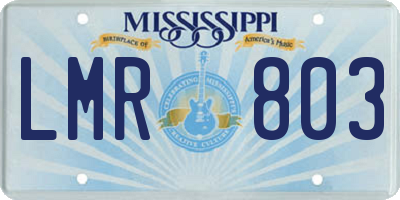 MS license plate LMR803
