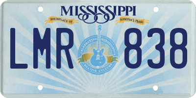 MS license plate LMR838