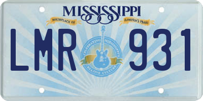 MS license plate LMR931