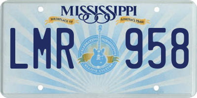MS license plate LMR958