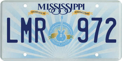 MS license plate LMR972