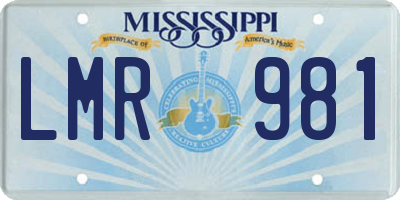 MS license plate LMR981