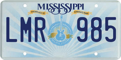 MS license plate LMR985