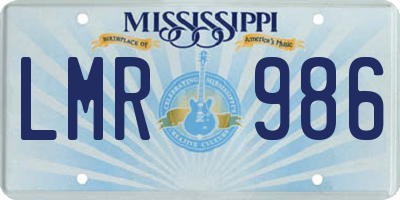 MS license plate LMR986