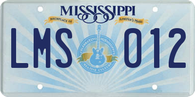 MS license plate LMS012
