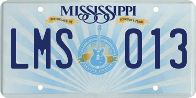 MS license plate LMS013