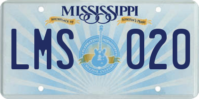 MS license plate LMS020