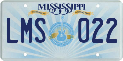 MS license plate LMS022