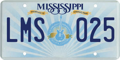 MS license plate LMS025