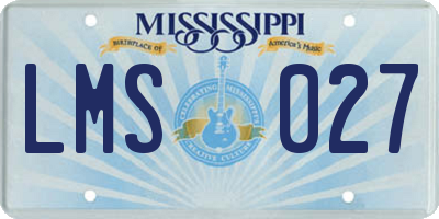 MS license plate LMS027