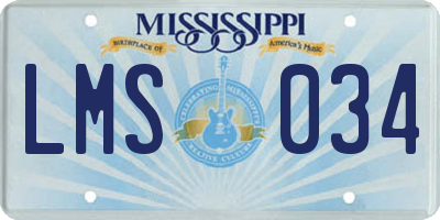 MS license plate LMS034