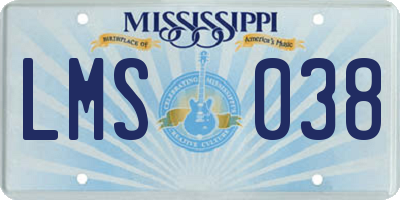 MS license plate LMS038