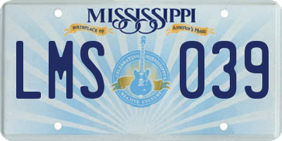 MS license plate LMS039