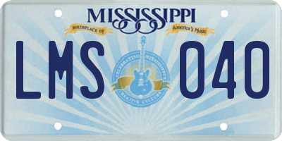 MS license plate LMS040