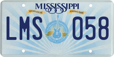 MS license plate LMS058