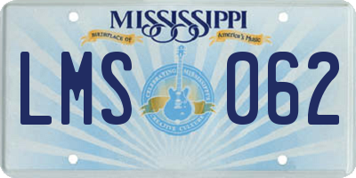 MS license plate LMS062