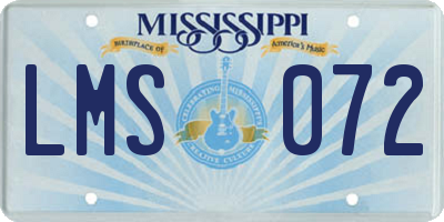 MS license plate LMS072