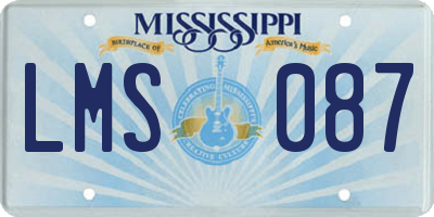 MS license plate LMS087