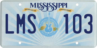 MS license plate LMS103