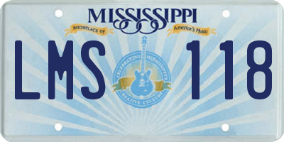MS license plate LMS118