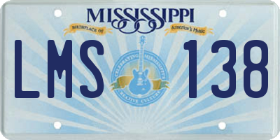 MS license plate LMS138