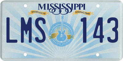MS license plate LMS143