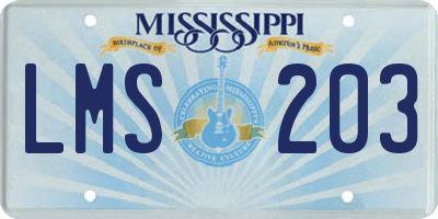 MS license plate LMS203
