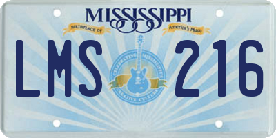 MS license plate LMS216
