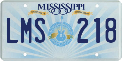 MS license plate LMS218