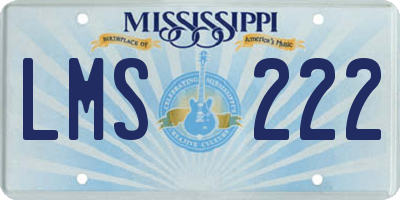 MS license plate LMS222