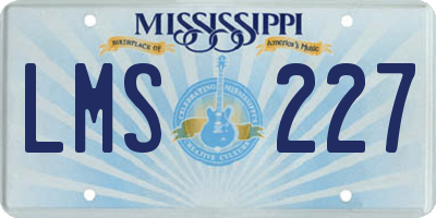 MS license plate LMS227
