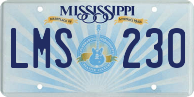 MS license plate LMS230