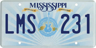 MS license plate LMS231