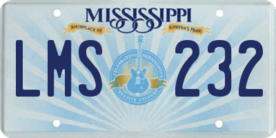 MS license plate LMS232