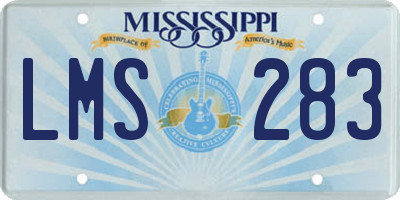 MS license plate LMS283