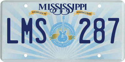 MS license plate LMS287