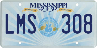 MS license plate LMS308