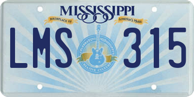 MS license plate LMS315