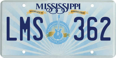 MS license plate LMS362