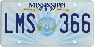 MS license plate LMS366