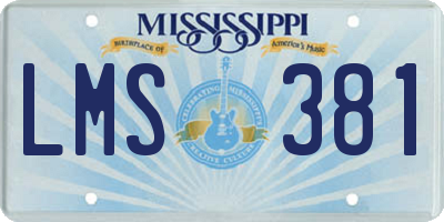 MS license plate LMS381