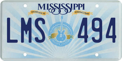 MS license plate LMS494