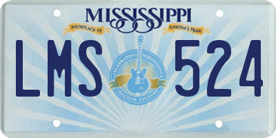 MS license plate LMS524