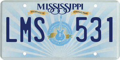 MS license plate LMS531