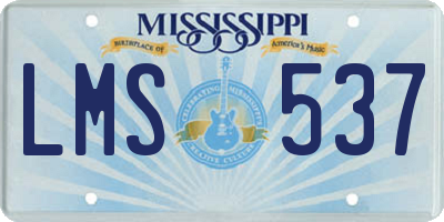 MS license plate LMS537