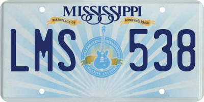 MS license plate LMS538