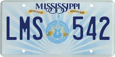 MS license plate LMS542